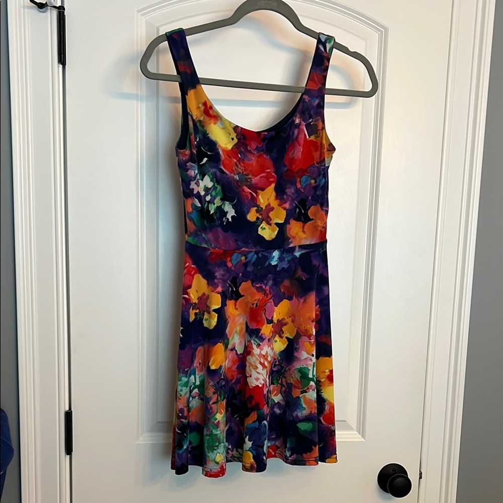 Vibrant Floral Scoop Neck Skater Dress